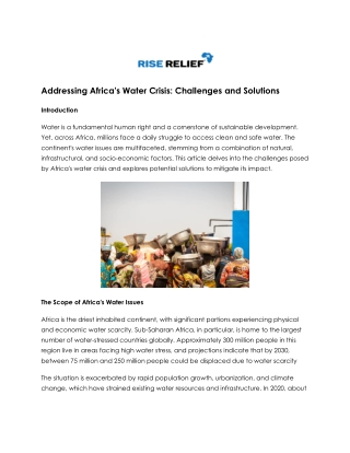 Tackling Africa Water Issues for a Sustainable Future