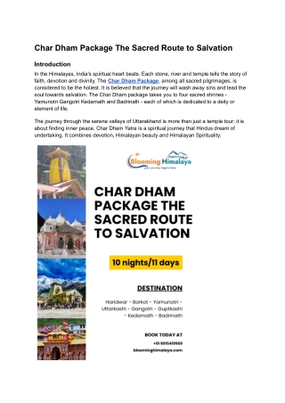 Char Dham Package The Sacred Route to Salvation