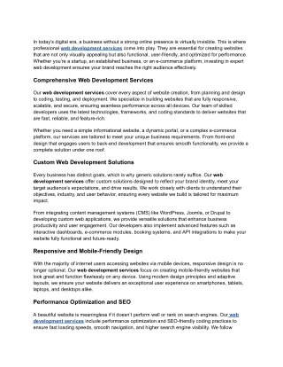 Web Development Services – Transforming Ideas into Digital Success