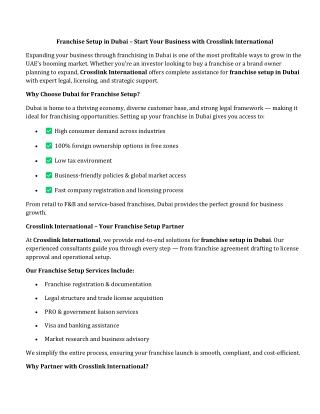 Franchise Setup in Dubai