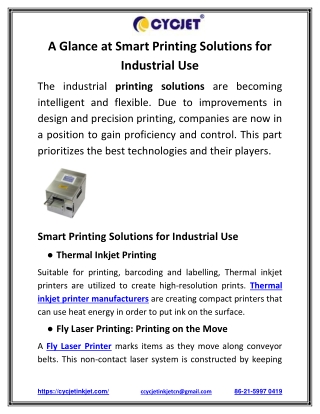 A Glance At Smart Printing Solutions for Industrial Use