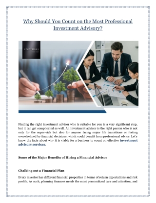 Why Should You Count on the Most Professional Investment Advisory?
