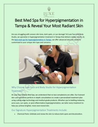 Best Med Spa for Hyperpigmentation in Tampa