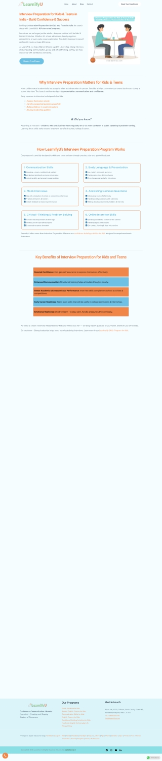 Interview Preparation for Kids - LearnifyU
