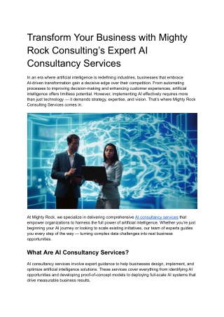Transform Your Business with Mighty Rock Consulting’s Expert AI Consultancy Services