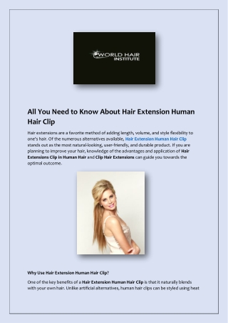All You Need to Know About Hair Extension Human Hair Clip