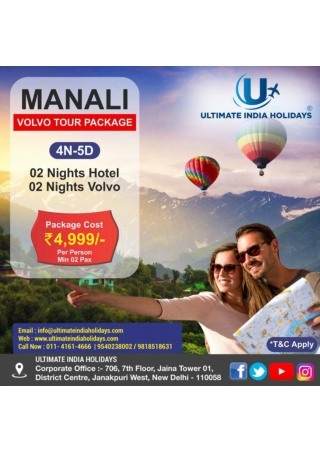 Manali Volvo Tour Package 4 Nights 5 Days – Best Himachal Holiday Deal | Ultimat