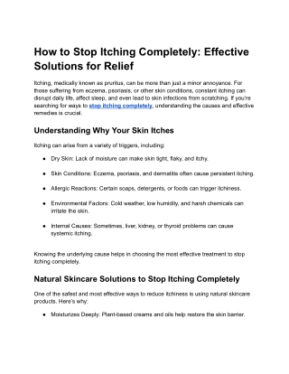 How to Stop Itching Completely: Effective Solutions for Relief
