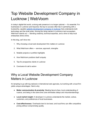 Top Website Development Company in Lucknow _ WebVoom