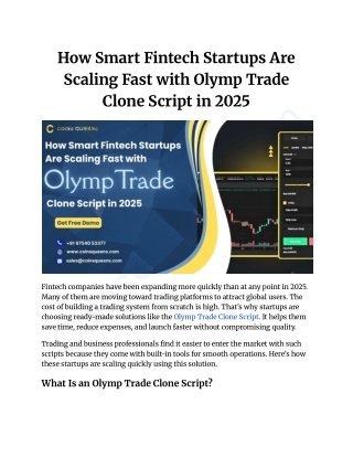 How Smart Fintech Startups Are Scaling Fast with Olymp Trade Clone Script in 2025