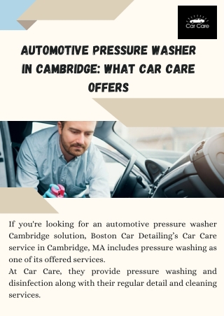 Sparkling Results with an Automotive Pressure Washer in Cambridge