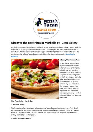 Discover the Best Pizza in Marbella at Tucan Bakery