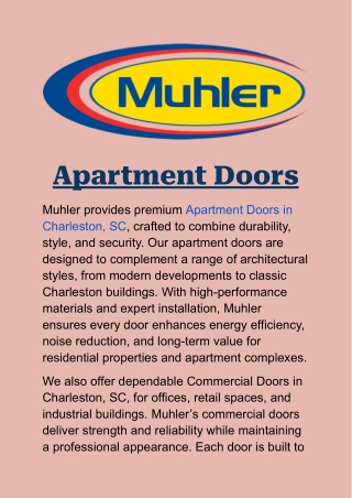 Apartment Doors in Charleston, SC: Quality, Style, and Lasting Performance