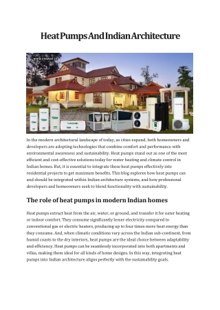 Heat Pumps And Indian Architecture