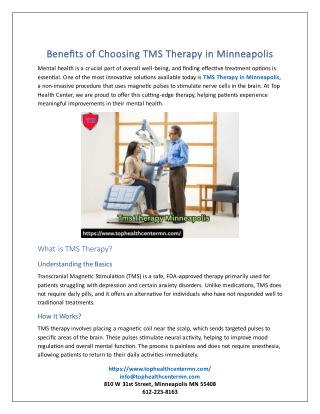 Benefits of Choosing TMS Therapy in Minneapolis.
