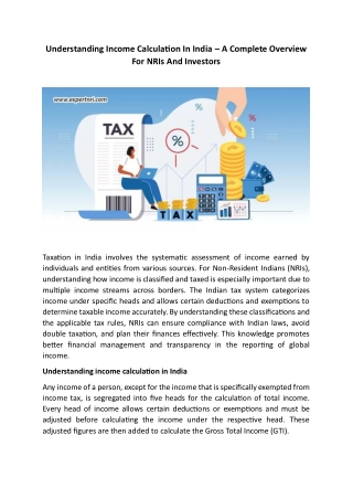 Understanding Income Calculation In India – A Complete Overview For NRIs And Inv