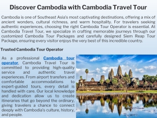 Discover Cambodia with Cambodia Travel Tour