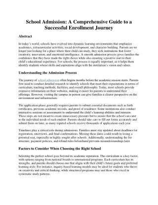 School Admission: A Comprehensive Guide to a Successful Enrollment Journey
