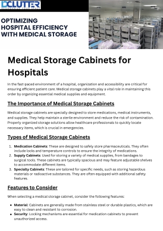 Medical Storage Cabinets for Hospitals