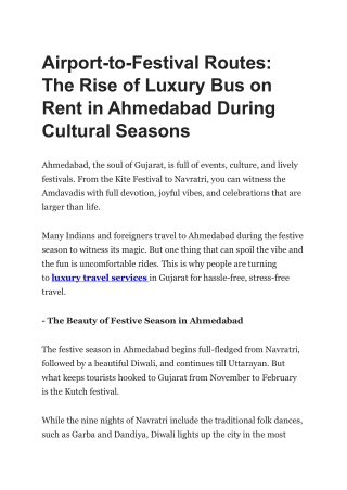 The Rise of Luxury Bus on Rent in Ahmedabad During Cultural Seasons - Krish