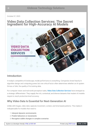Video Data Collection Services: The Secret Ingredient for High-Accuracy AI Model