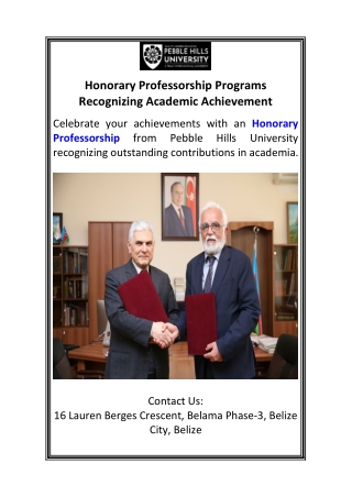 Honorary Professorship Programs Recognizing Academic Achievement
