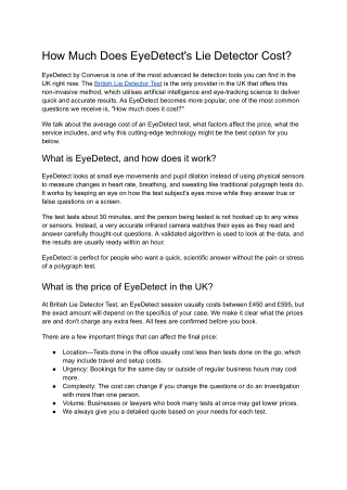 How Much Does EyeDetect's Lie Detector Cost
