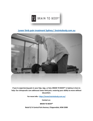 Lower limb pain treatment Sydney | braintobody.com.au