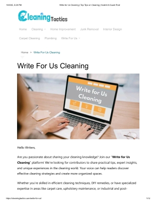 Write for Us – Share Expert Cleaning Tips | Cleaning Tactics