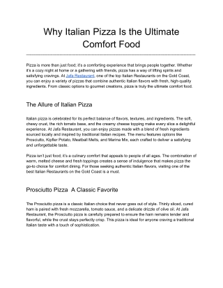 Why Italian Pizza Is the Ultimate Comfort Food