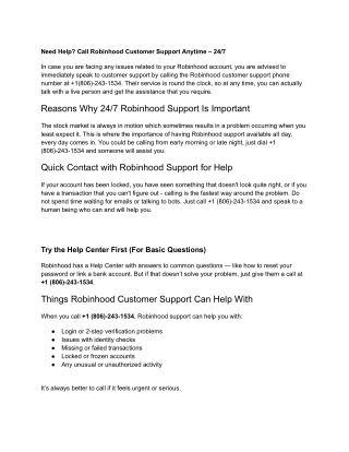 Robinhood Customer Support Anytime