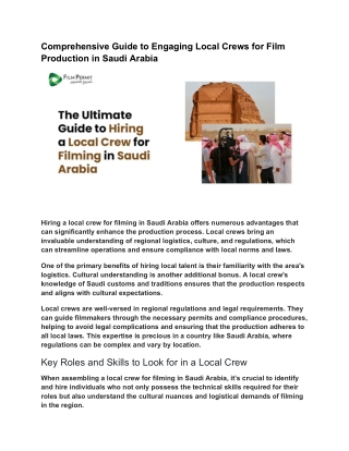 How to Hire the Right Local Crew for Filming in Saudi Arabia