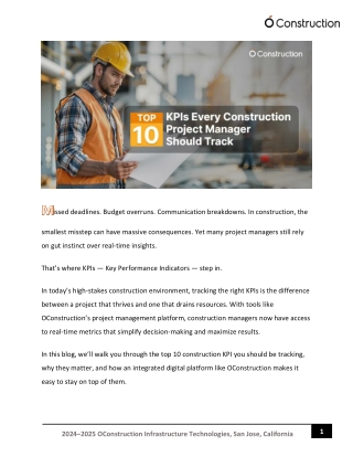 Top 10 KPIs Every Construction Project Manager Should Track