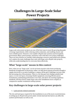Challenges In Large-Scale Solar Power Projects