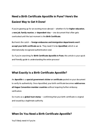 Need a Birth Certificate Apostille in Pune_ Here’s the Easiest Way to Get It Done!