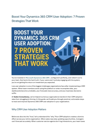 Boost Your Dynamics 365 CRM User Adoption: 7 Proven Strategies That Work