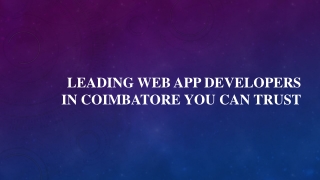 Leading Web App Developers in Coimbatore You Can