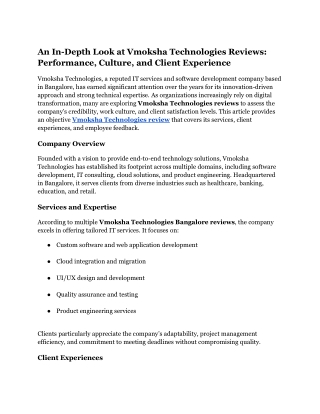 An In-Depth Look at Vmoksha Technologies Reviews_ Performance, Culture, and Client Experience