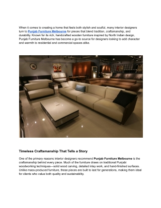 Why Do Interior Designers Recommend Punjab Furniture Melbourne