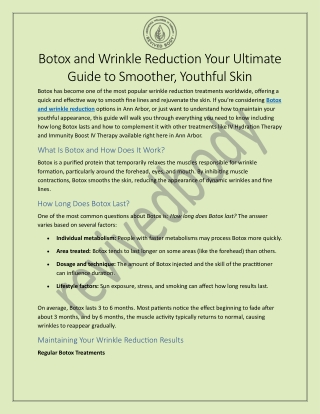 Botox and Wrinkle Reduction Your Ultimate Guide