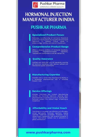 Hormonal Injection Manufacturer in India