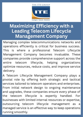 Maximizing Efficiency with a Leading Telecom Lifecycle Management Company