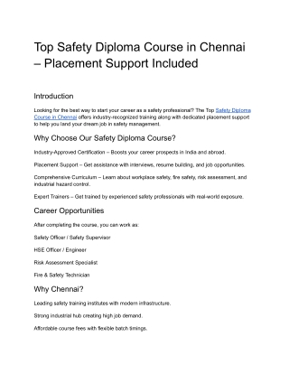 Top Safety Diploma Course in Chennai – Placement Support Included (3)