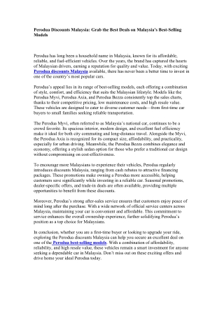 Discover the Best Perodua Cars for Fuel Efficiency