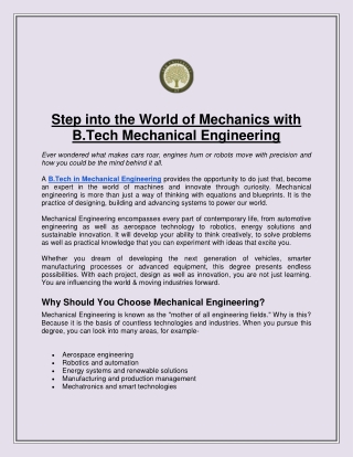 B.Tech Mechanical Engineering Program at SRM AP University