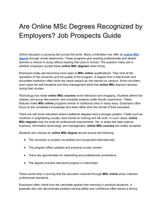 Are Online MSc Degrees Recognized by Employers_ Job Prospects Guide