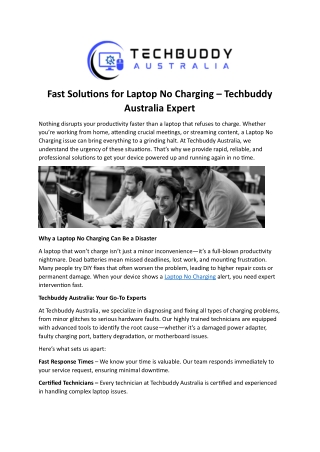 Fast Solutions for Laptop No Charging
