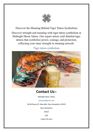 Discover the Meaning Behind Tiger Tattoo Symbolism