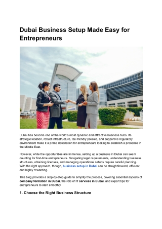 Dubai Business Setup Made Easy For Entrepreneurs