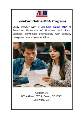 Low-Cost Online MBA Programs